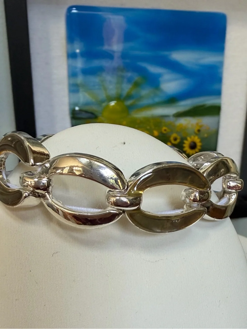 Silver-Tone Link Stretch Bracelet